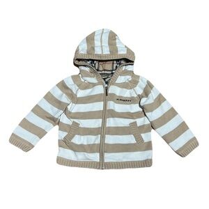 Burberry Tan and White Striped Kids Hoodie